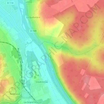 Mappa topografica Cornouin, altitudine, rilievo