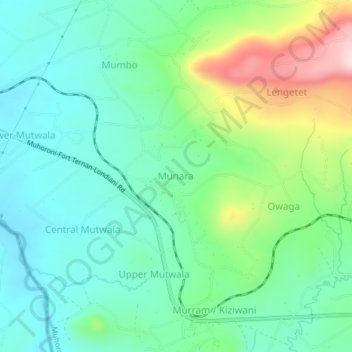 Mappa topografica Munara, altitudine, rilievo