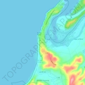 Mappa topografica La Boca, altitudine, rilievo