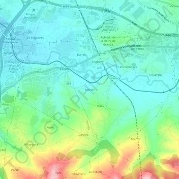 Mappa topografica Moreo, altitudine, rilievo