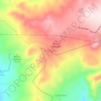 Mappa topografica Aningalan, altitudine, rilievo