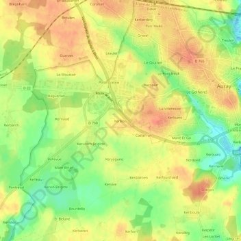 Mappa topografica Kerbois, altitudine, rilievo