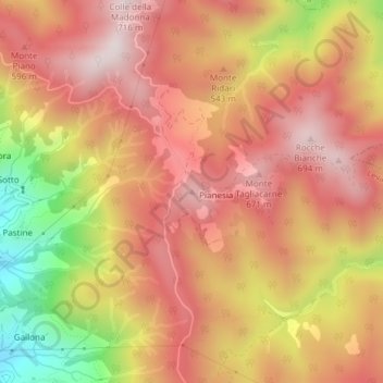Mappa topografica Monte Bardellone, altitudine, rilievo