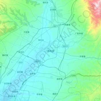Mappa topografica 洪洞县, altitudine, rilievo