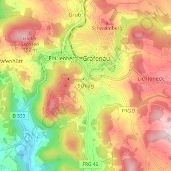 Mappa topografica Schlag, altitudine, rilievo