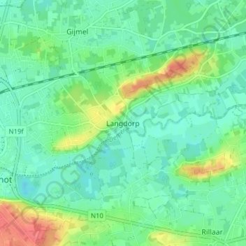 Mappa topografica Langdorp, altitudine, rilievo