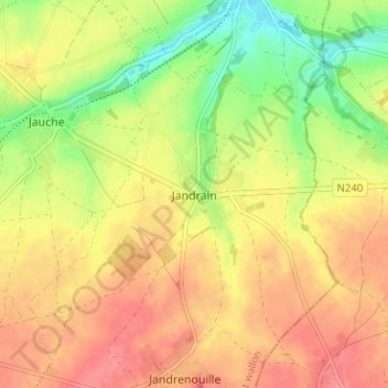 Mappa topografica Jandrain, altitudine, rilievo