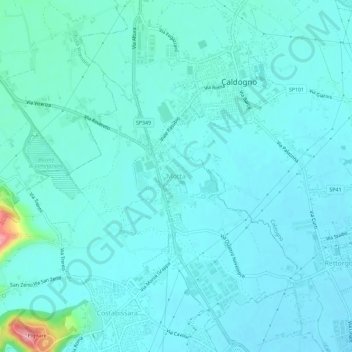 Mappa topografica Motta, altitudine, rilievo