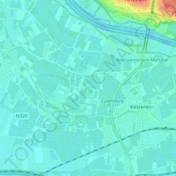 Mappa topografica Lede en Oudewaard, altitudine, rilievo