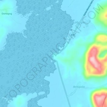 Mappa topografica Pangi, altitudine, rilievo