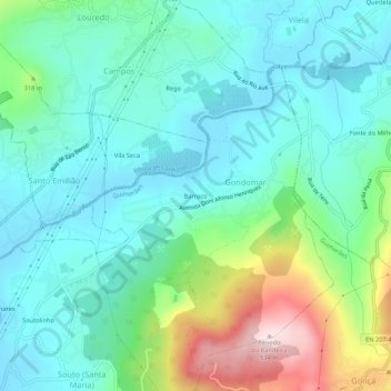 Mappa topografica Barroco, altitudine, rilievo