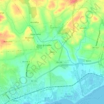 Mappa topografica Piares, altitudine, rilievo