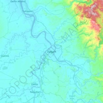 Mappa topografica Ilagan, altitudine, rilievo