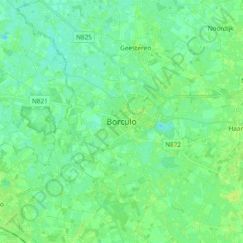 Mappa topografica Borculo, altitudine, rilievo