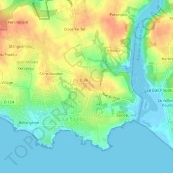 Mappa topografica Keranquernat, altitudine, rilievo