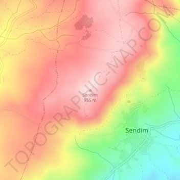 Mappa topografica Sendim, altitudine, rilievo