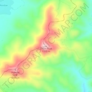 Mappa topografica Smith Peak, altitudine, rilievo