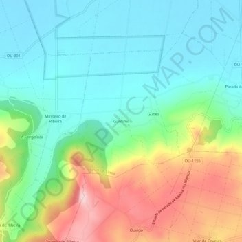 Mappa topografica Guntimil, altitudine, rilievo