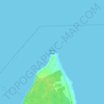 Mappa topografica North Cape, altitudine, rilievo