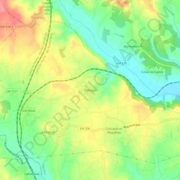 Mappa topografica Delongo, altitudine, rilievo