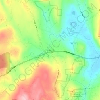 Mappa topografica Bakerville, altitudine, rilievo