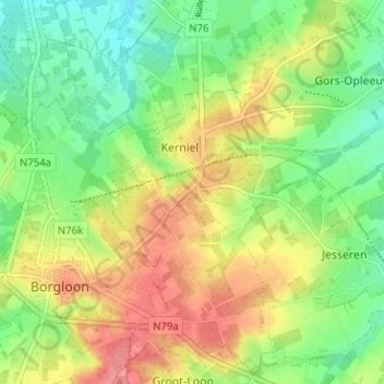 Mappa topografica Rullekoven, altitudine, rilievo