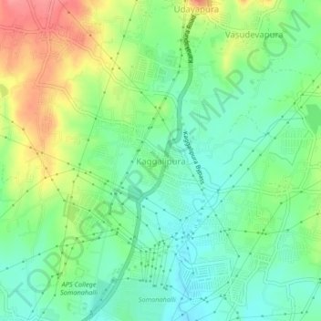 Mappa topografica Kaggalipura, altitudine, rilievo