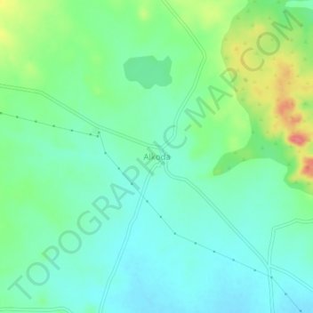 Mappa topografica Alkoda, altitudine, rilievo