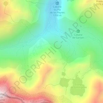 Mappa topografica Pinet, altitudine, rilievo