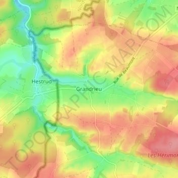 Mappa topografica Grandrieu, altitudine, rilievo