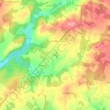 Mappa topografica Le Breuil, altitudine, rilievo