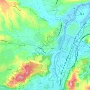 Mappa topografica Viveda, altitudine, rilievo