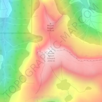 Mappa topografica Mount Albert Edward, altitudine, rilievo