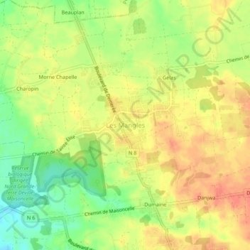 Mappa topografica Les Mangles, altitudine, rilievo