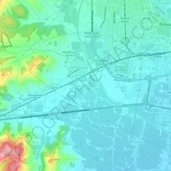 Mappa topografica San Pantaleo, altitudine, rilievo