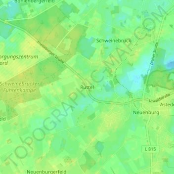 Mappa topografica Ruttel, altitudine, rilievo