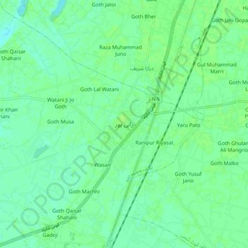 Mappa topografica Ranipur, altitudine, rilievo