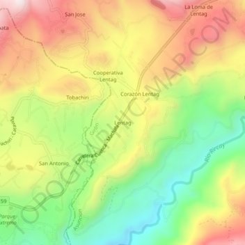 Mappa topografica Lentag, altitudine, rilievo