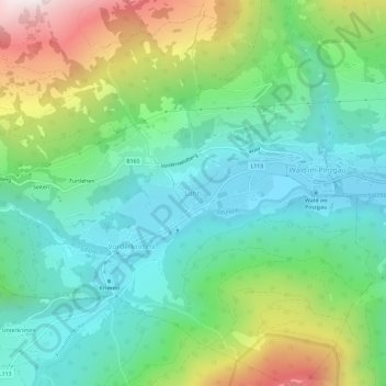 Mappa topografica Lahn, altitudine, rilievo