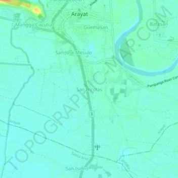 Mappa topografica San Nicolas, altitudine, rilievo