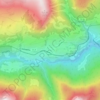 Mappa topografica Ardez, altitudine, rilievo