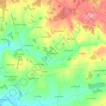 Mappa topografica Le Masjoubert, altitudine, rilievo