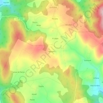 Mappa topografica Mazaille, altitudine, rilievo