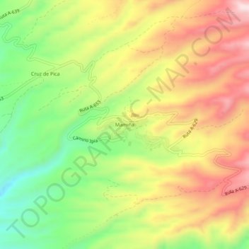 Mappa topografica Mamiña, altitudine, rilievo