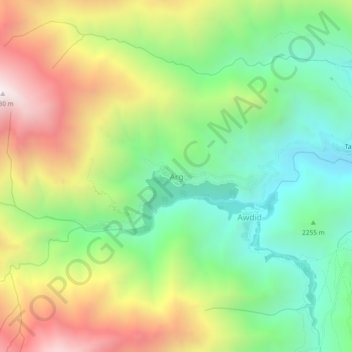 Mappa topografica Arg, altitudine, rilievo