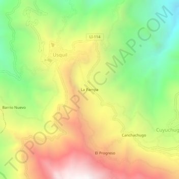 Mappa topografica La Pampa, altitudine, rilievo