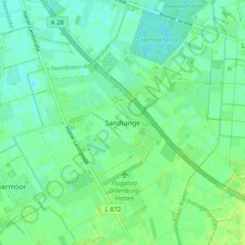 Mappa topografica Sandtange, altitudine, rilievo