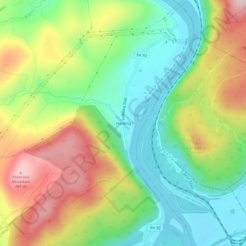 Mappa topografica Harding, altitudine, rilievo