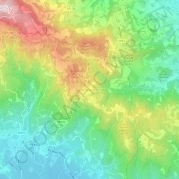 Mappa topografica Santa Margherita, altitudine, rilievo