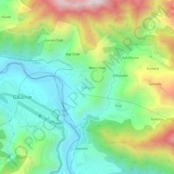 Mappa topografica Ranau, altitudine, rilievo